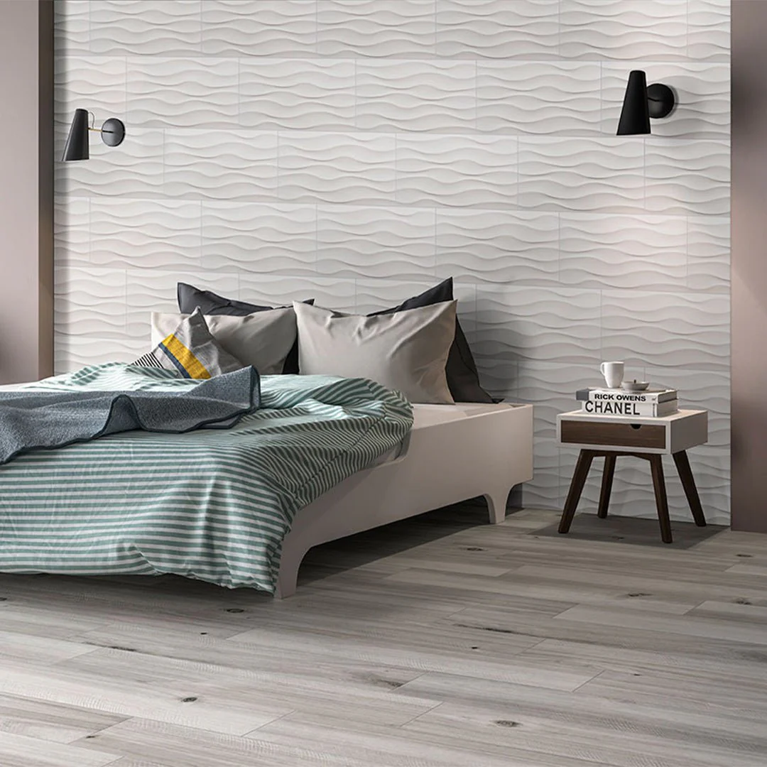 Dymo Wavy White, 12" x 24" - Ceramic Tile - Image 5