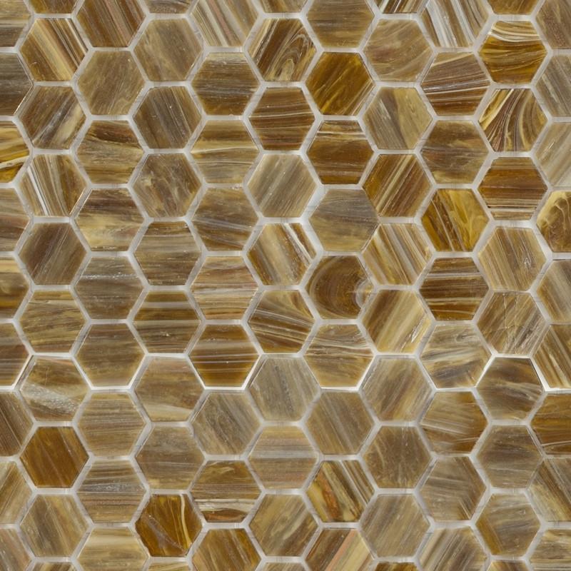 282H Earthstone, Hexagon Mosaic - Glass Tile