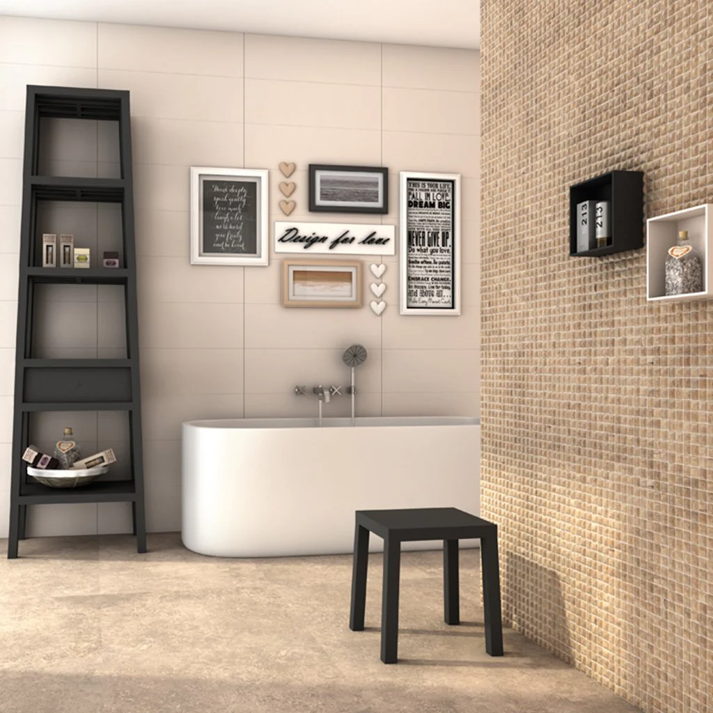 Edna Travertino Beige MT 4101B, 1" x 1" - Glass Tile - Image 2