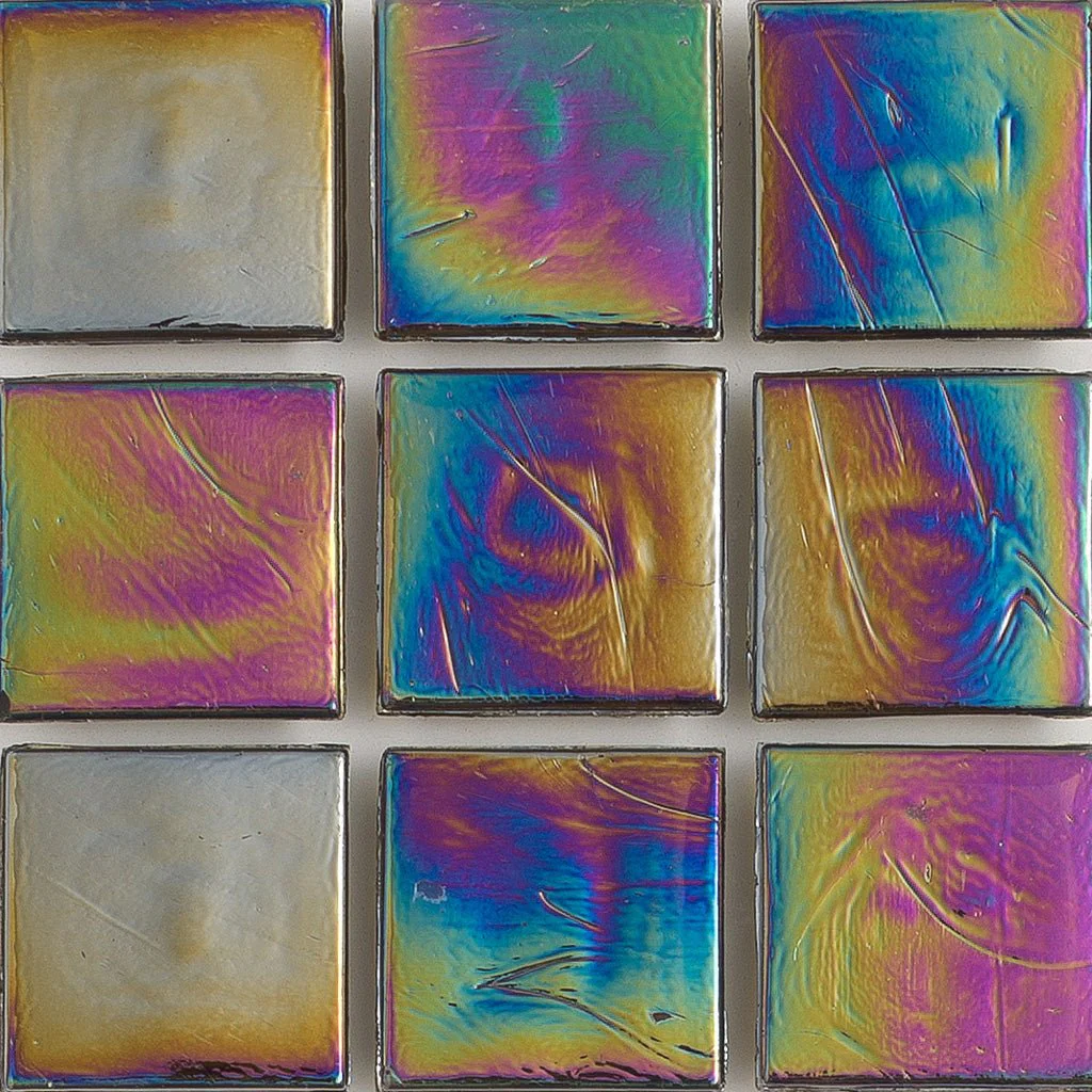 Fire Agate Iridescent, 1" x 1" - Glass Tile