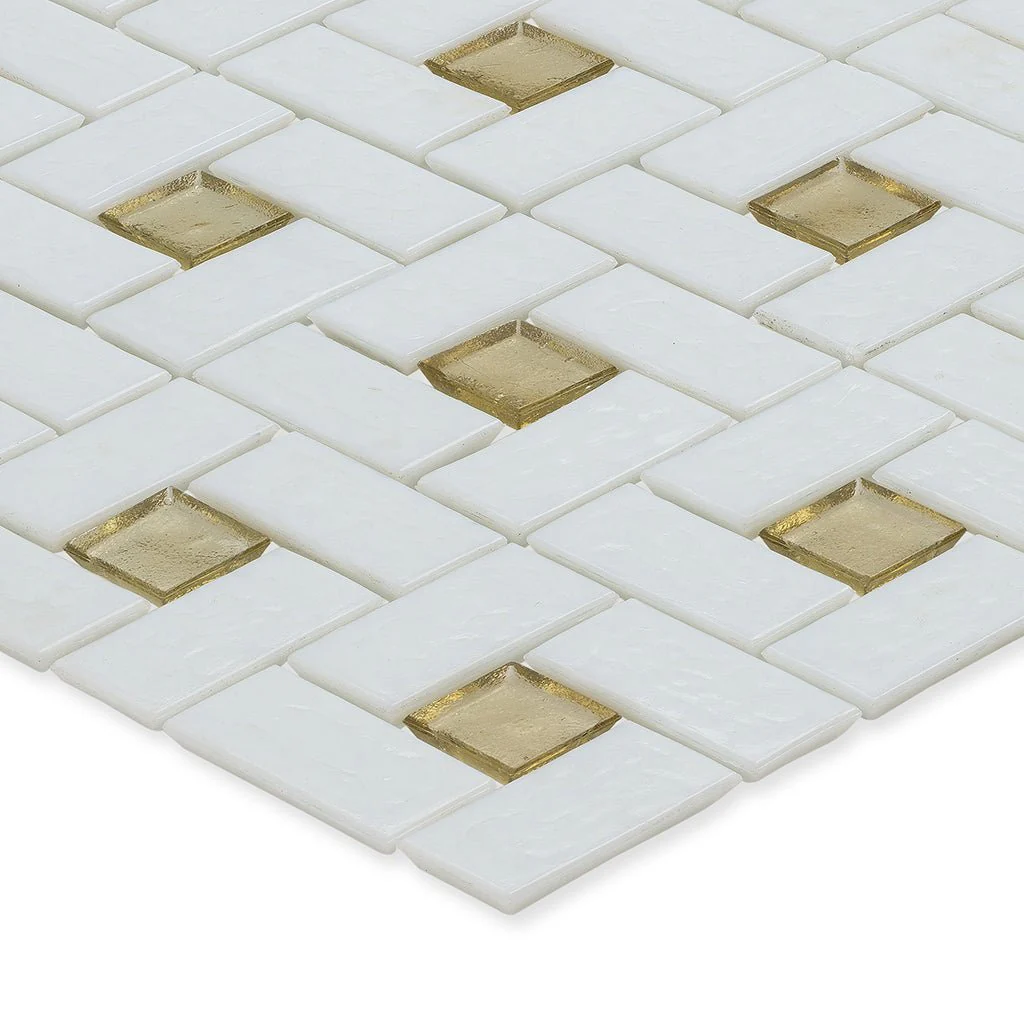 Fire Opal 1" x 1" and White 1" x 2", Pinwheel Pattern - Glass Tile - Image 2