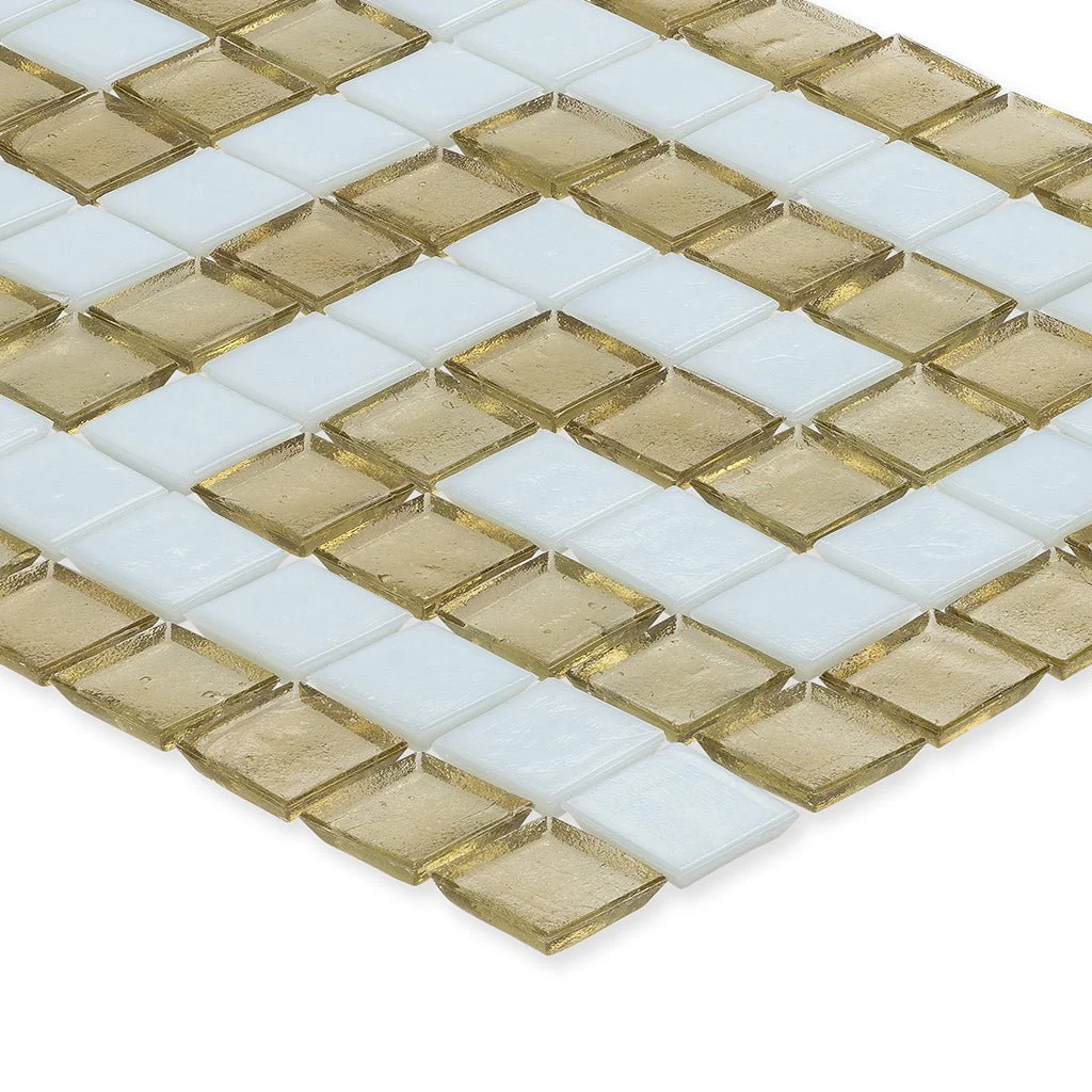Fire Opal and White, 1" x 1" Greek Key Pattern - Glass Tile - Image 2