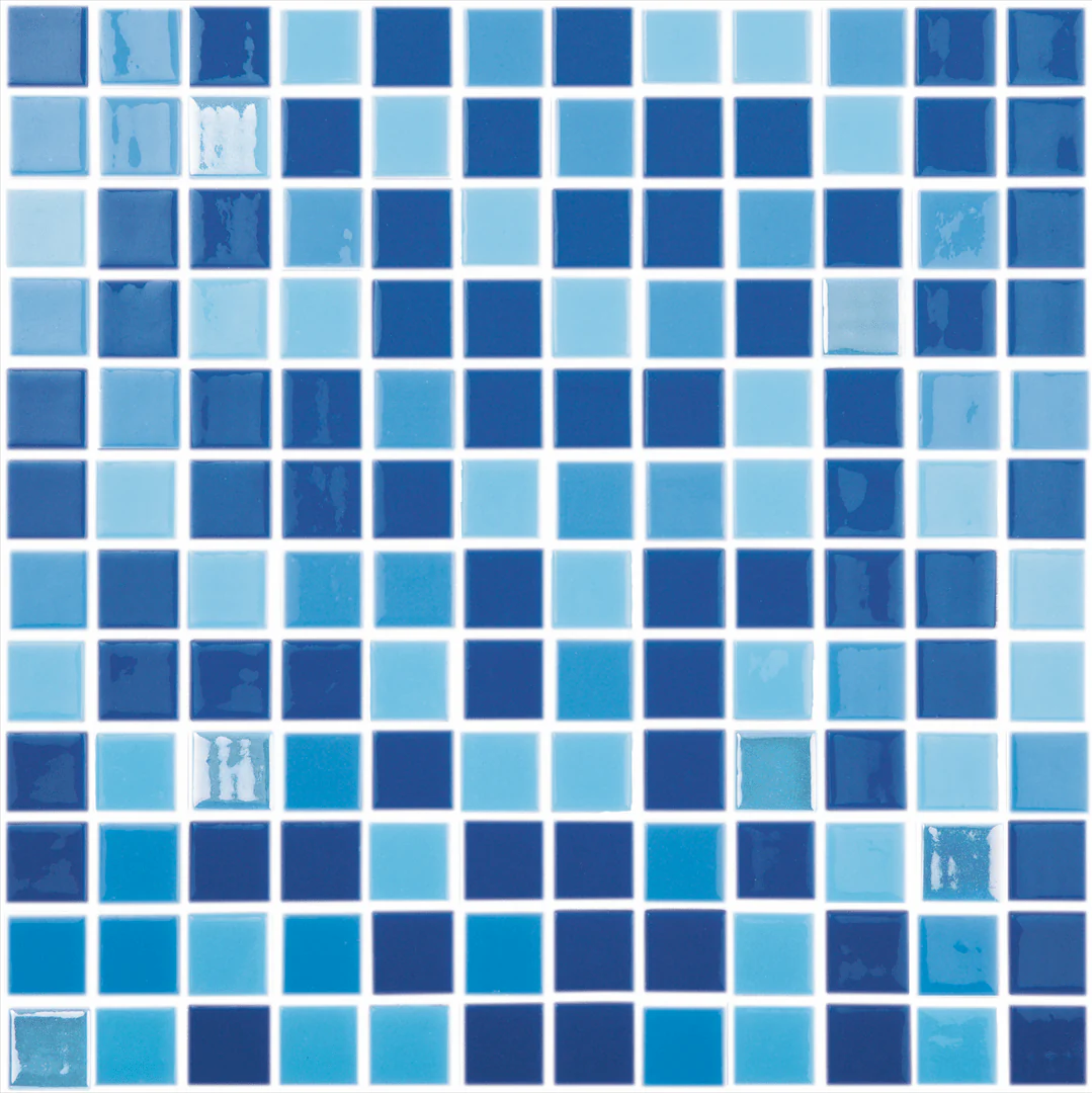 Fireglass 106, 107, 800 - Blue Blend, 1" x 1" - Glass Tile - Image 2