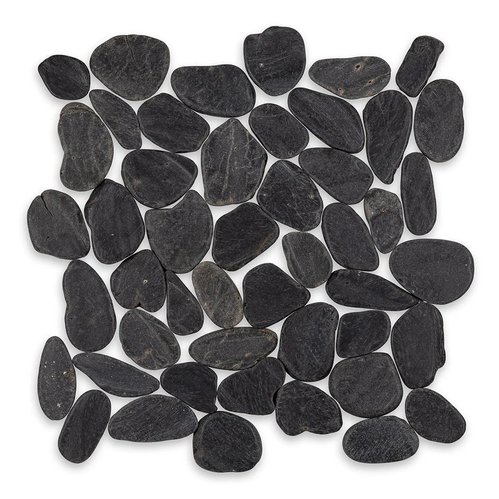 Flat Matte Black - Flat Stone Pebble Tile