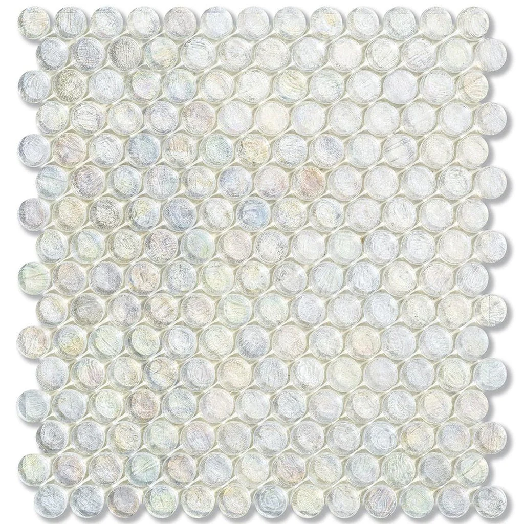 Flax Barrels, 6/8" - Glass Penny Round Mosaic