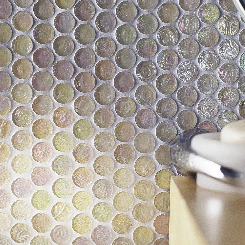 Flax Barrels, 6/8" - Glass Penny Round Mosaic - Image 3