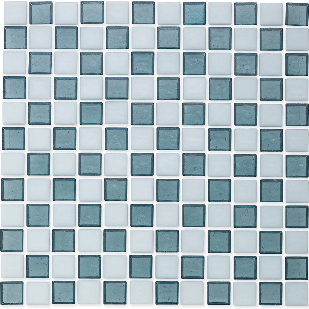 Flourite and White, 1" x 1" Checkerboard Pattern - Glass Tile