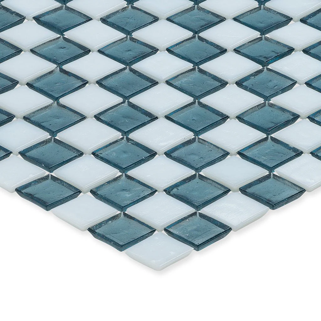 Flourite and White, 1" x 1" Checkerboard Pattern - Glass Tile - Image 2