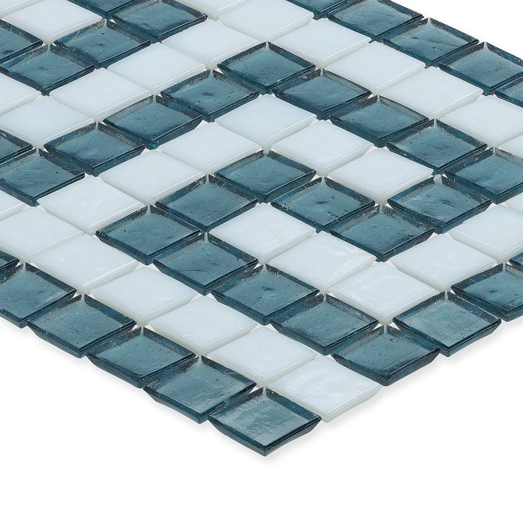 Flourite and White, 1" x 1" Greek Key Pattern - Glass Tile - Image 2