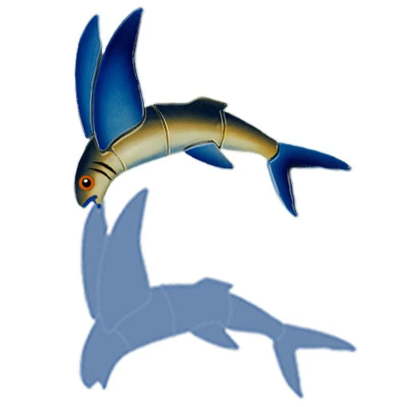 Flying Fish-A, Reverse w/Shadow - Pool Mosaic