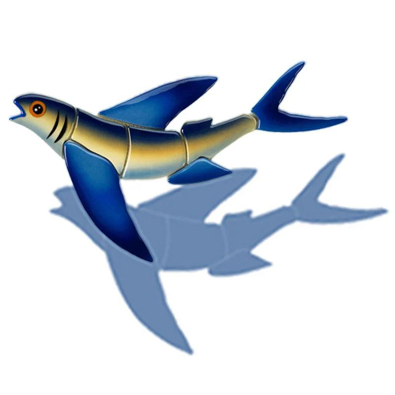 Flying Fish-B, Reverse w/Shadow - Pool Mosaic