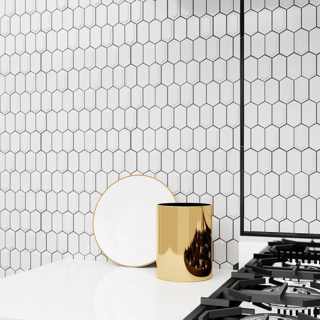 Framework Plaster, Hexagon Mosaic - Ceramic Tile - Image 2