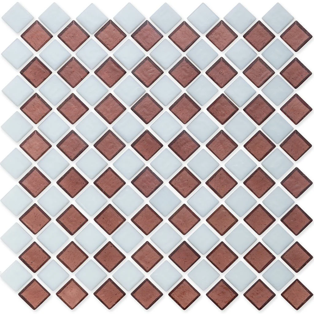 Garnet and White, 1" x 1" Diamond Pattern - Glass Tile