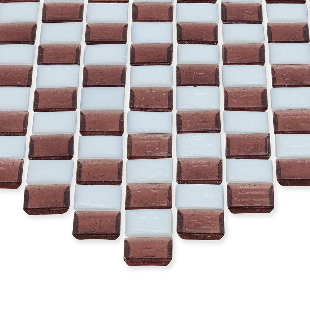 Garnet and White, 1" x 1" Diamond Pattern - Glass Tile - Image 2