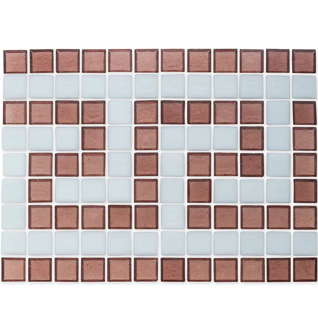 Garnet and White, 1" x 1" Greek Key Pattern - Glass Tile