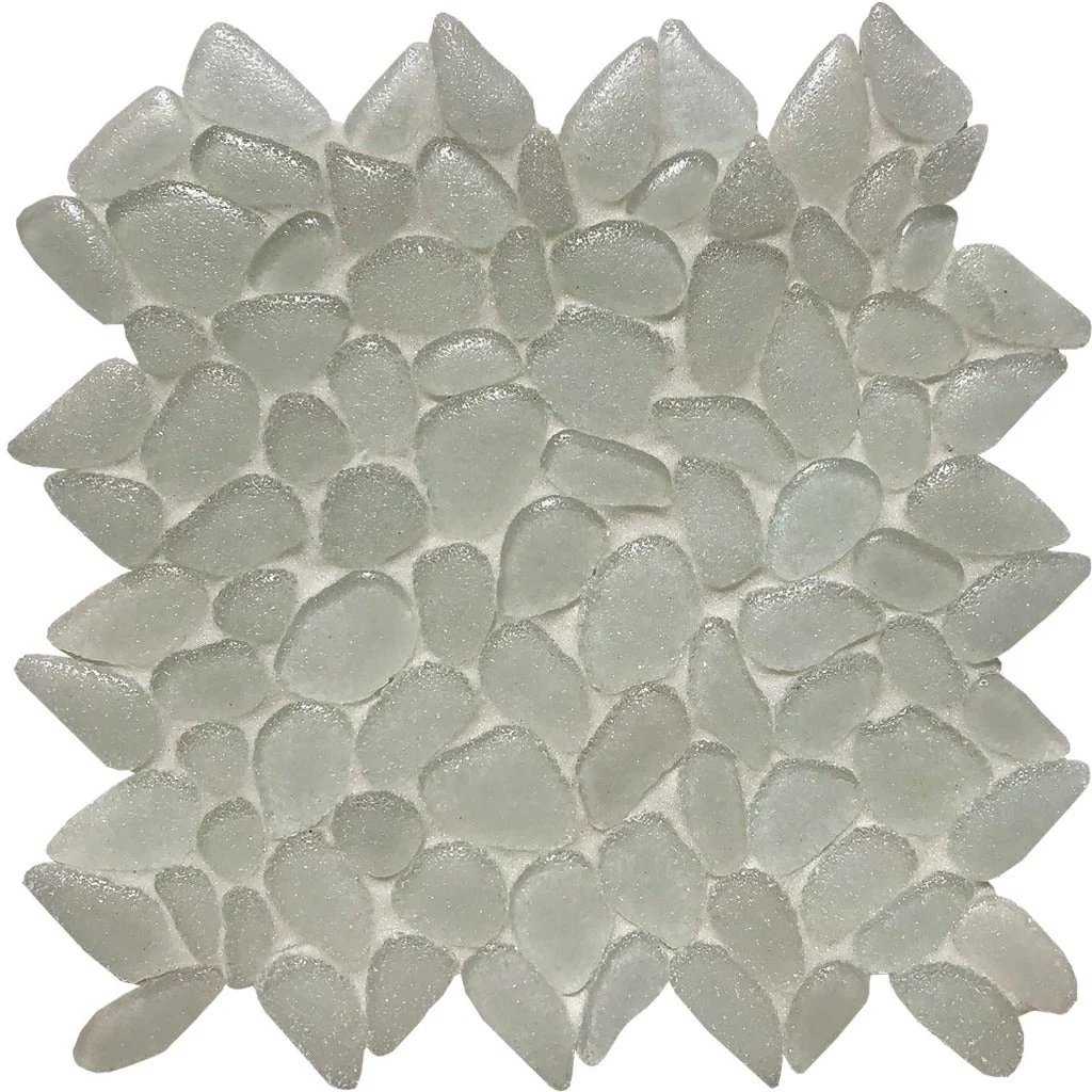 Glacier White, Random Mosaic - Glass Tile