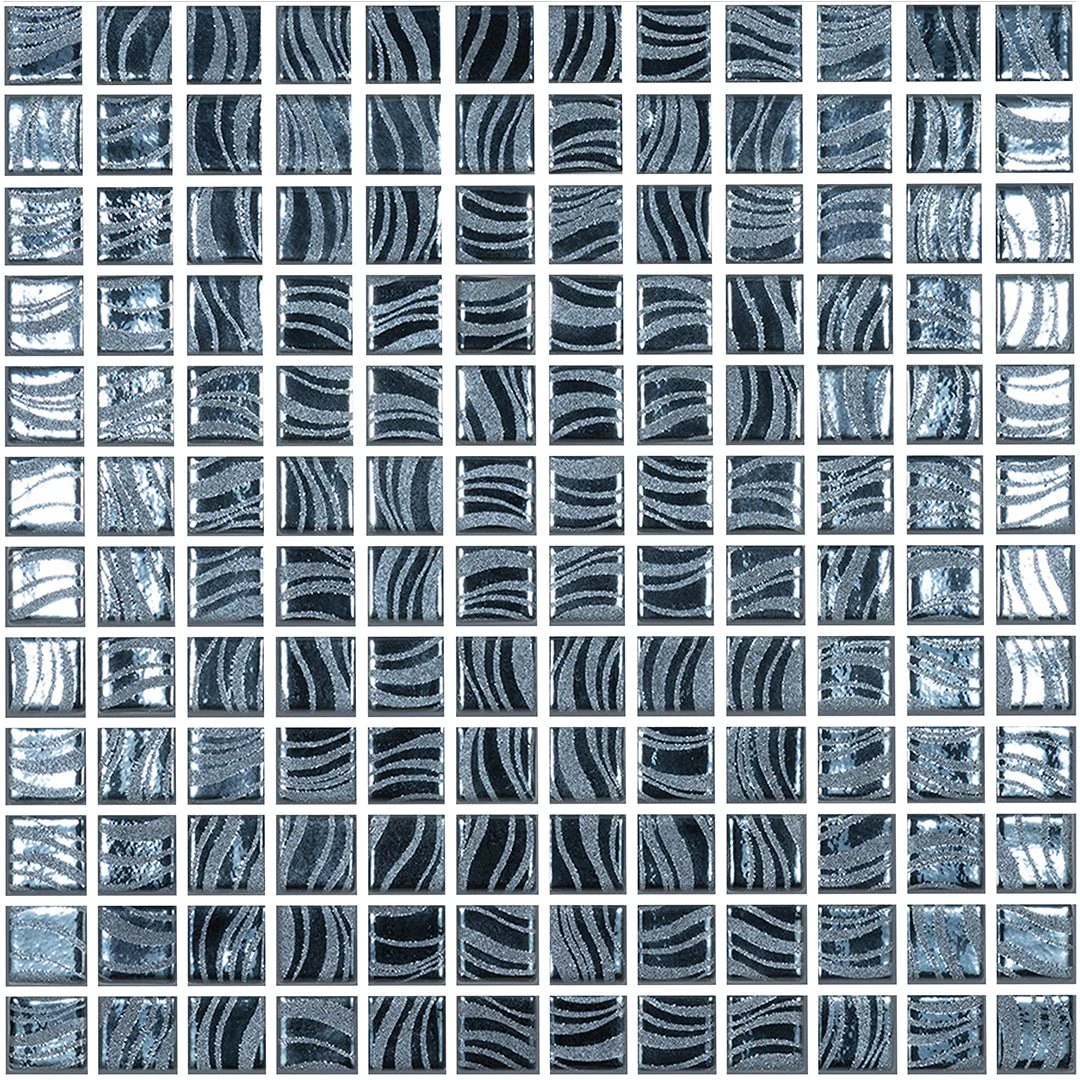 Glitter Black, 1" x 1" - Glass Tile