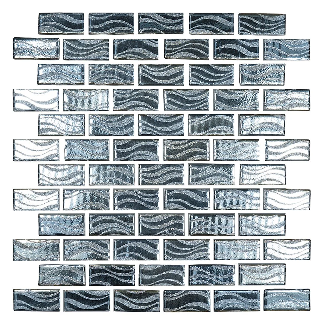 Glitter Black, 1" x 2" - Glass Tile