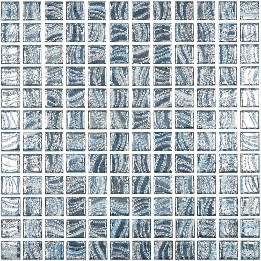 Glitter Blue, 1" x 1" - Glass Tile