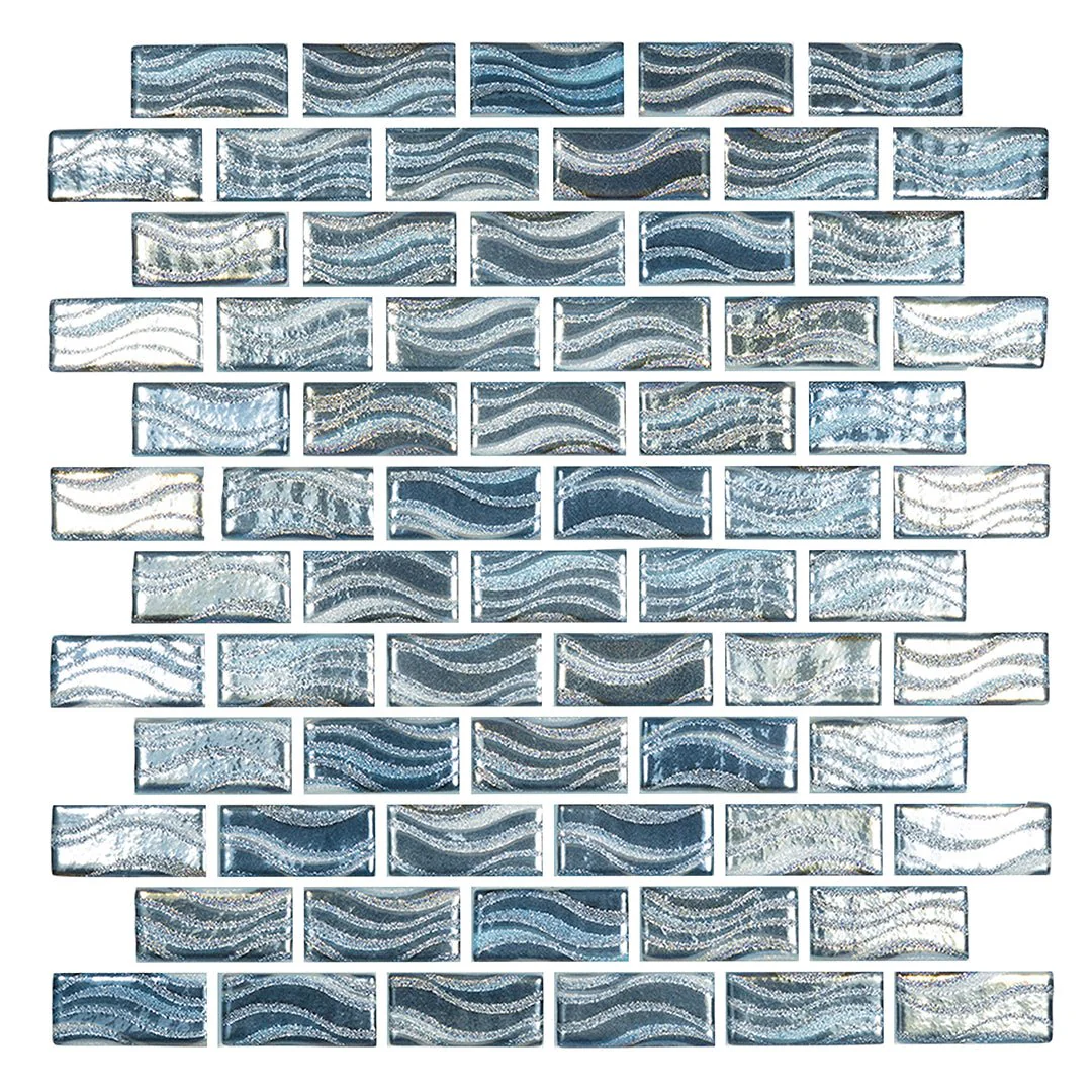 Glitter Blue, 1" x 2" - Glass Tile