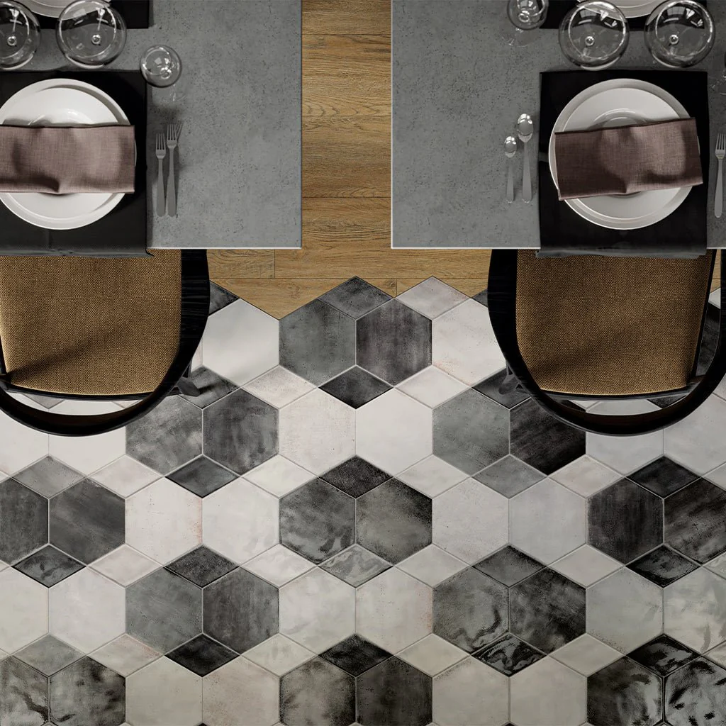 Glossy Nero, Hexagon - Porcelain Tile - Image 2