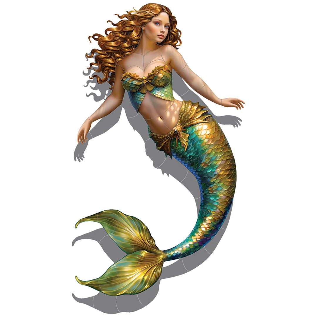 Golden Mermaid w/ Shadow - Pool Mosaic