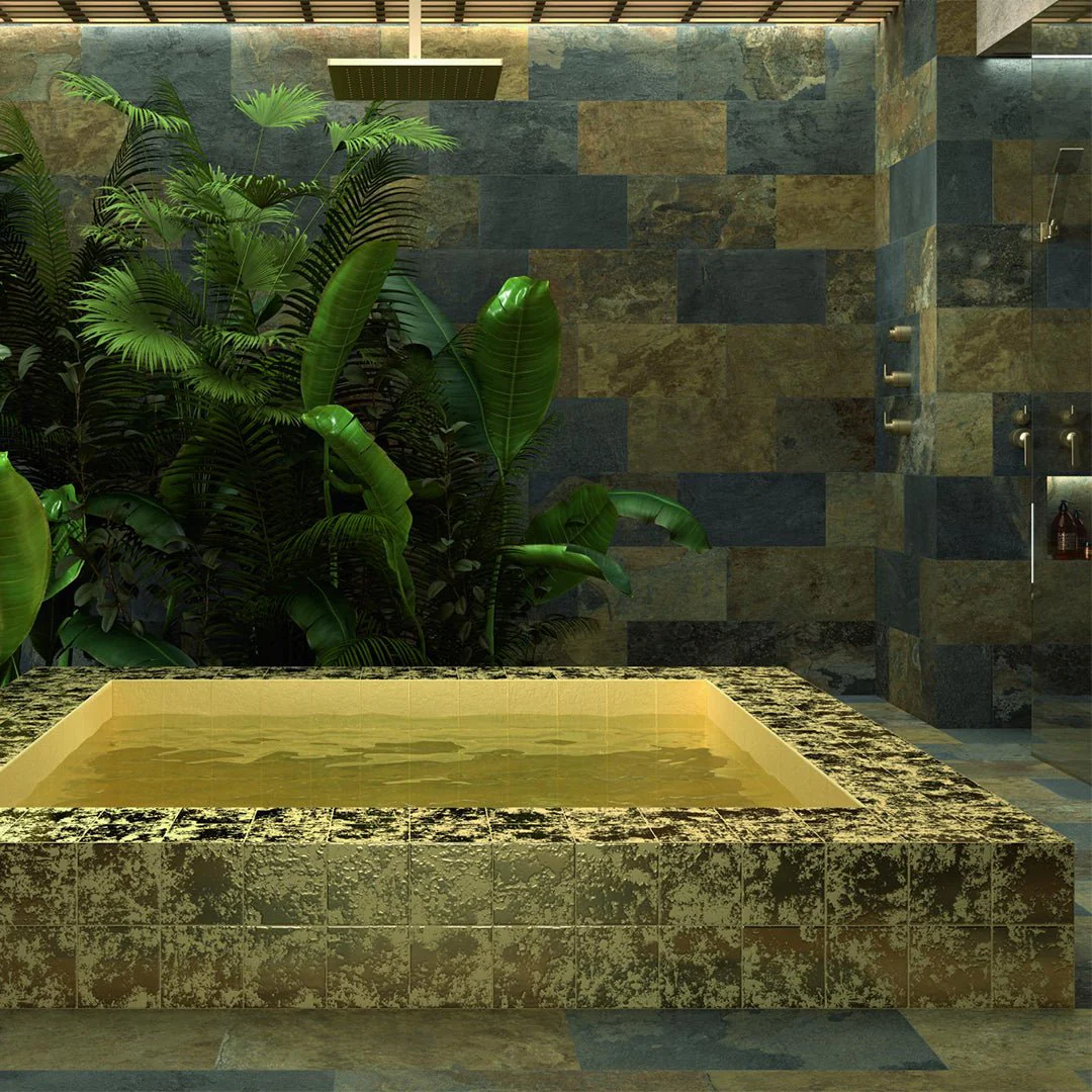 Golden Stone Glossy, 6" x 6" - Porcelain Tile - Image 2