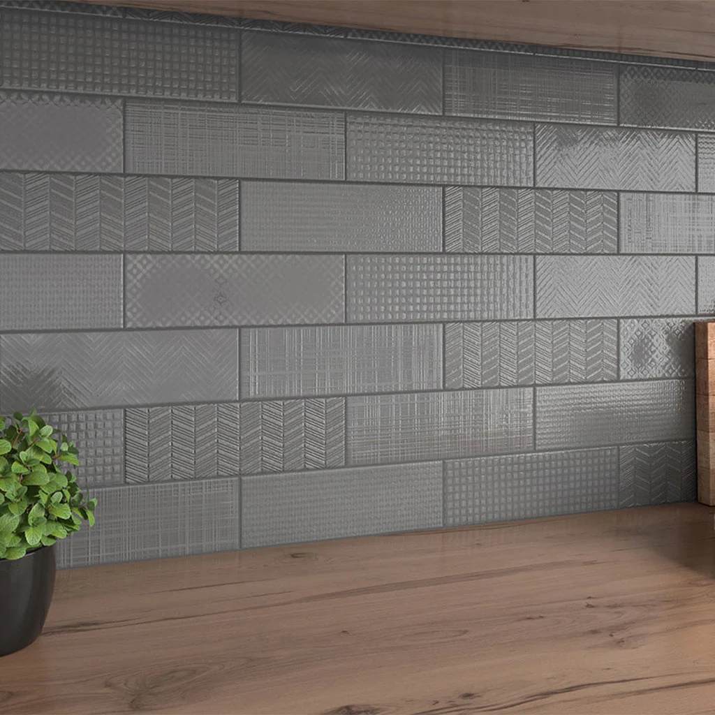 Graphite 3D Mix, 4" x 12" - Ceramic Tile - Image 2