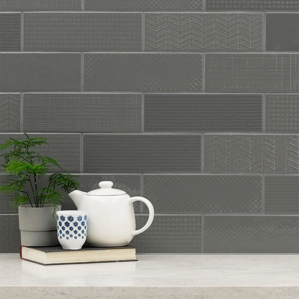 Graphite 3D Mix, 4" x 12" - Ceramic Tile - Image 3