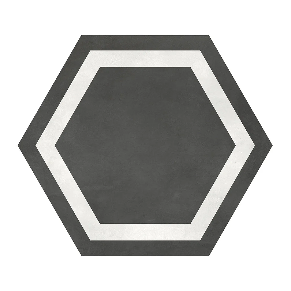 Graphite Frame, Hexagon - Porcelain Tile
