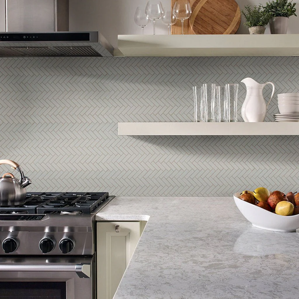 Gray, Herringbone Mosaic - Porcelain Tile - Image 2