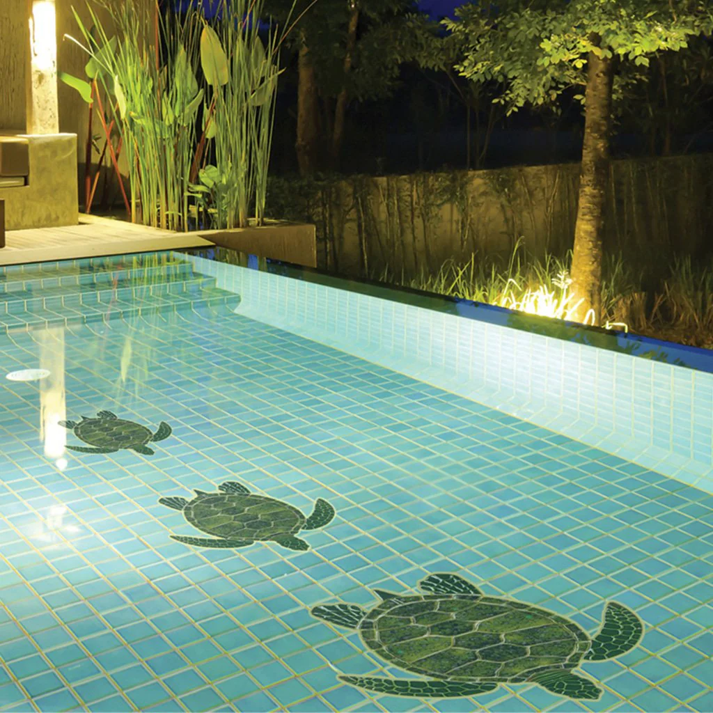 Green Sea Turtle w/Shadow - Pool Mosaic - Image 3
