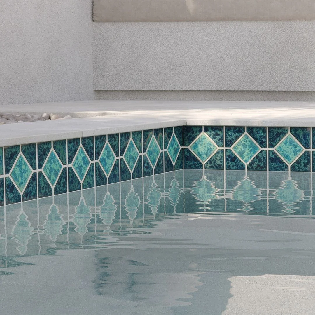 Gulf Blue Akron, 6" x 6" - Porcelain Pool Tile - Image 2