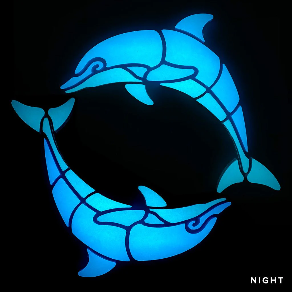 Happy Circle Dolphins, Left - Glow in the Dark Pool Mosaics - Image 2