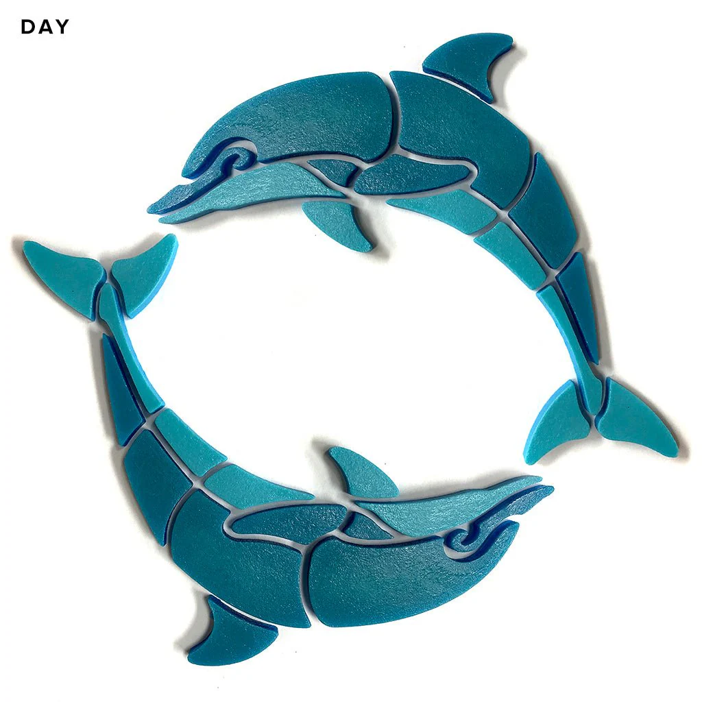 Happy Circle Dolphins, Left - Glow in the Dark Pool Mosaics - Image 3