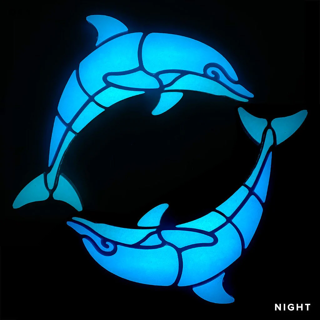 Happy Circle Dolphins, Right - Glow in the Dark Pool Mosaics - Image 2