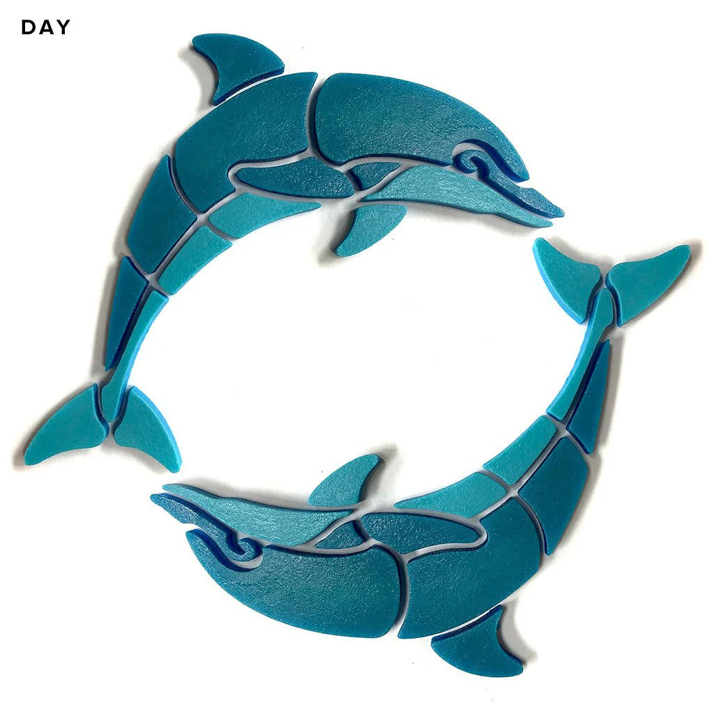 Happy Circle Dolphins, Right - Glow in the Dark Pool Mosaics - Image 3
