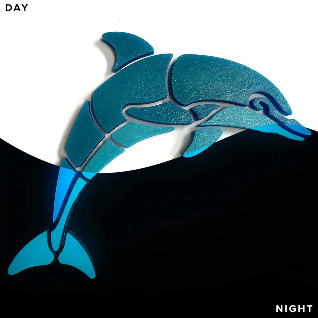 Happy Dolphin, Right - Glow in the Dark Pool Mosaics