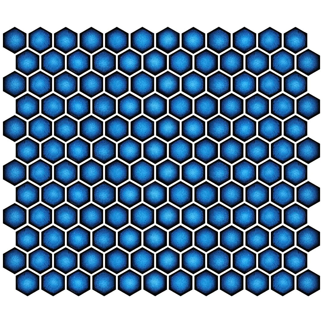Hex Crystal Blue, Hexagon Mosaic - Porcelain Tile