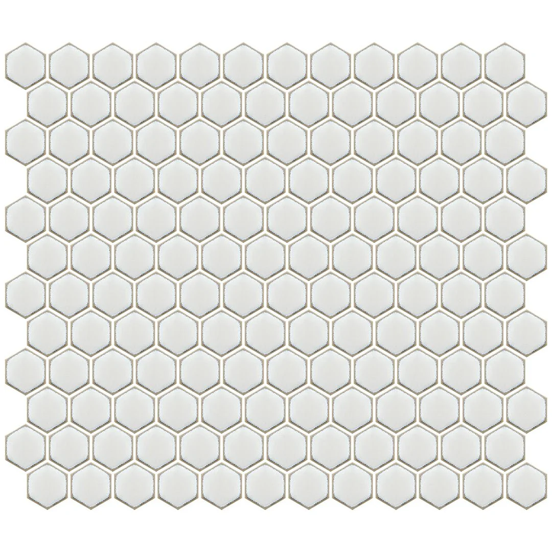 Hex Crystal White, Hexagon Mosaic - Porcelain Tile