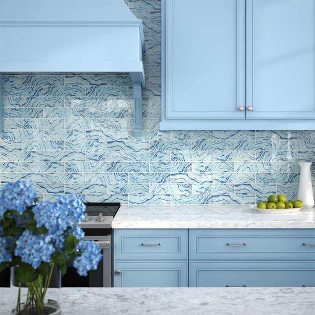 High Tide Sky Blue, 3" x 12" - Glass Tile - Image 2