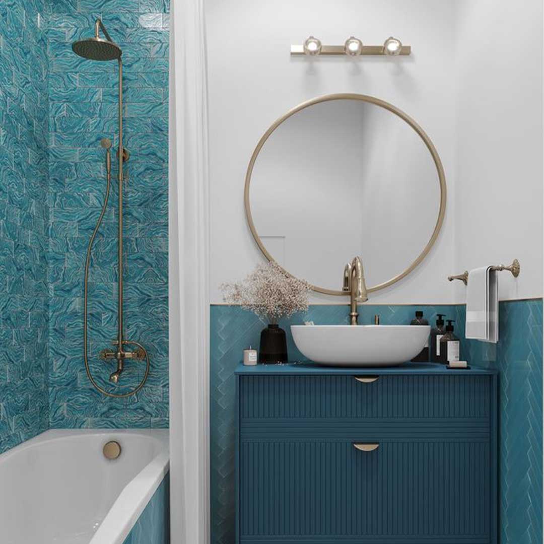 High Tide Teal, 3" x 12" - Glass Tile - Image 2