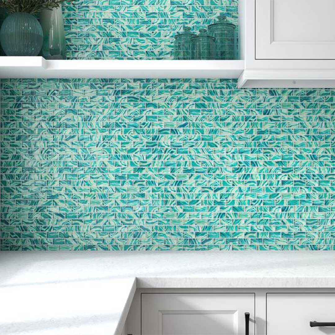 High Tide Turquoise, 1" x 2" - Glass Tile - Image 2