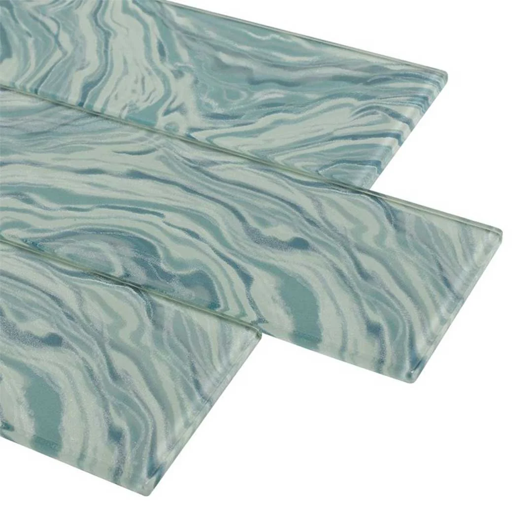 High Tide Turquoise, 3" x 12" - Glass Tile - Image 4