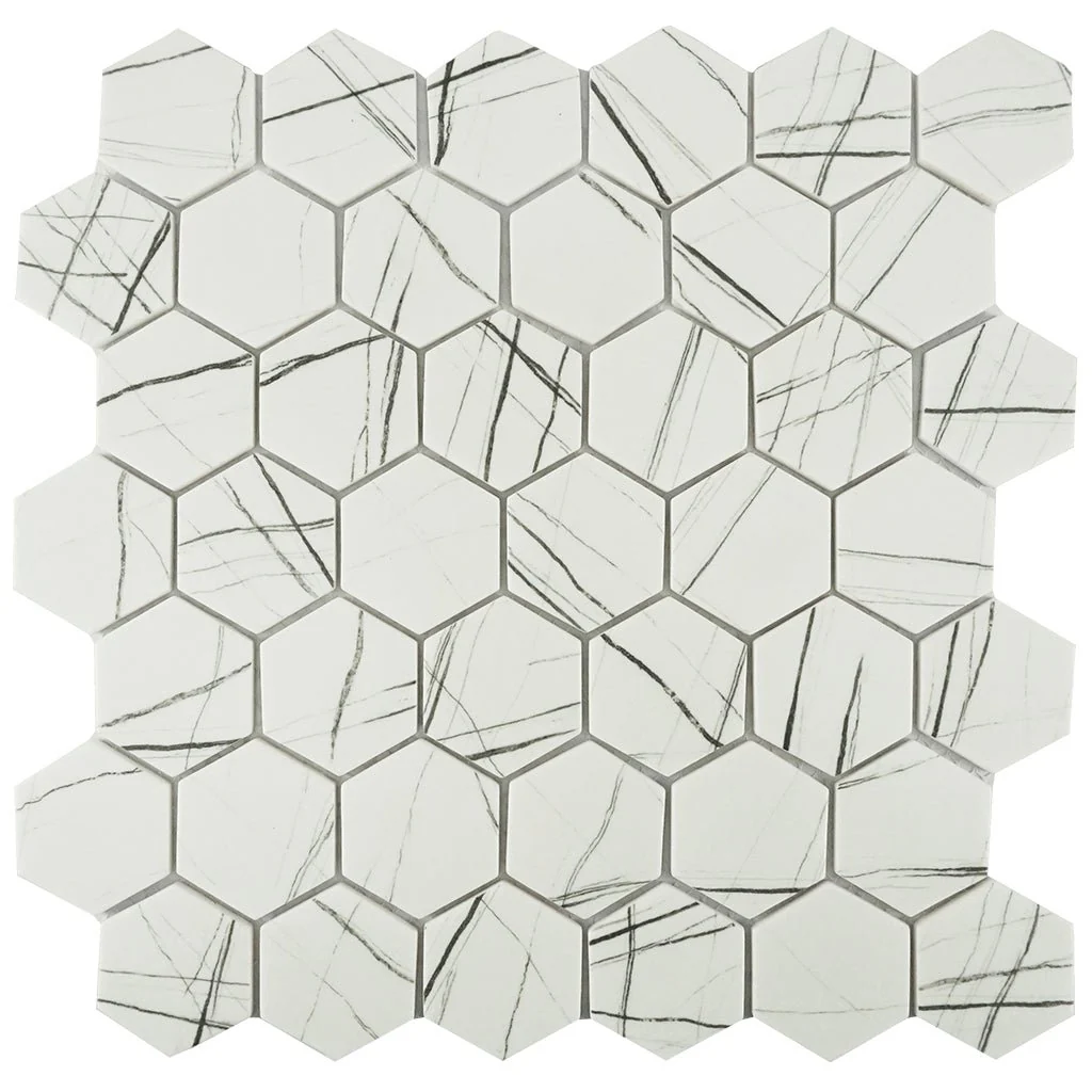 Howlite, Hexagon Mosaic - Glass Tile