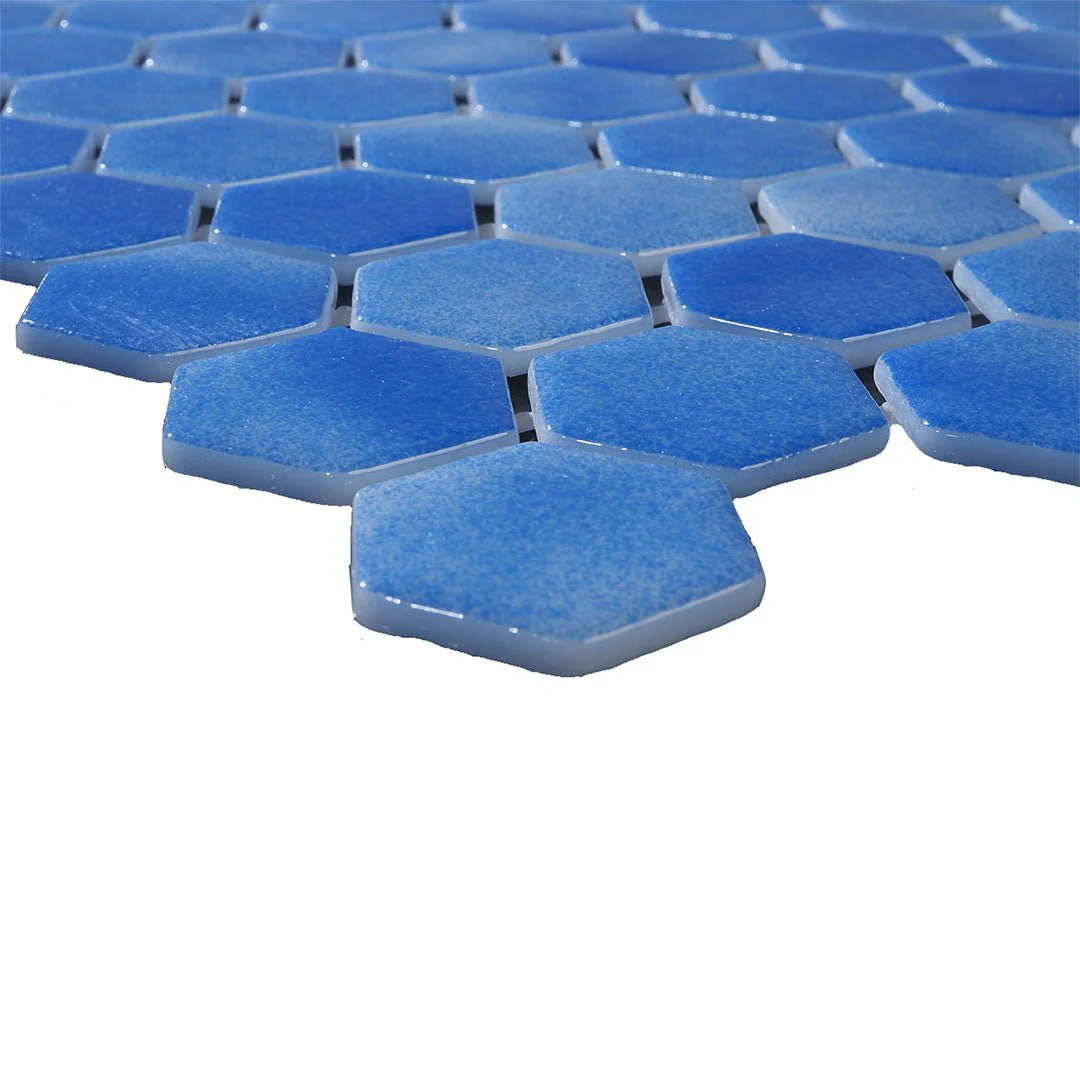 Indigo Ebb, Hexagon Mosaic - Glass Tile - Image 2