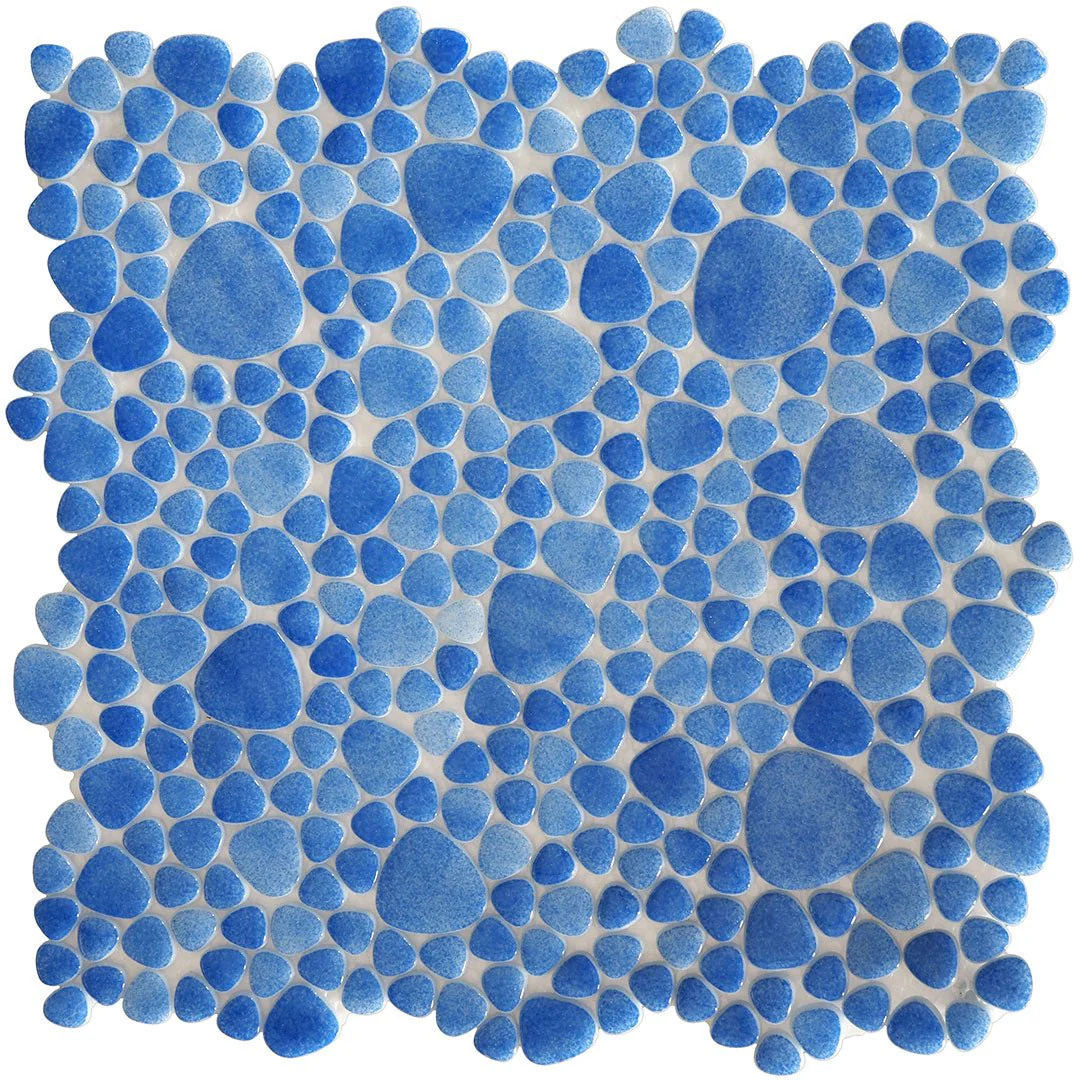 Indigo Ebb, Mixed Pebble - Glass Tile