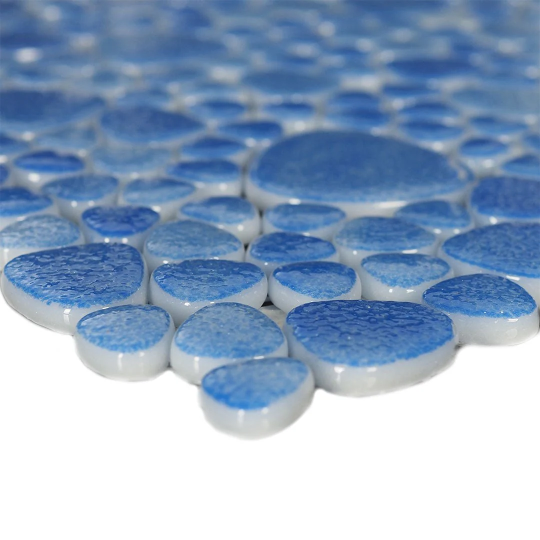 Indigo Ebb, Mixed Pebble - Glass Tile - Image 2