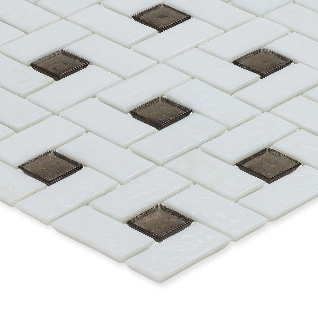 Ironstone 1" x 1" and White 1" x 2", Pinwheel Pattern - Glass Tile - Image 2
