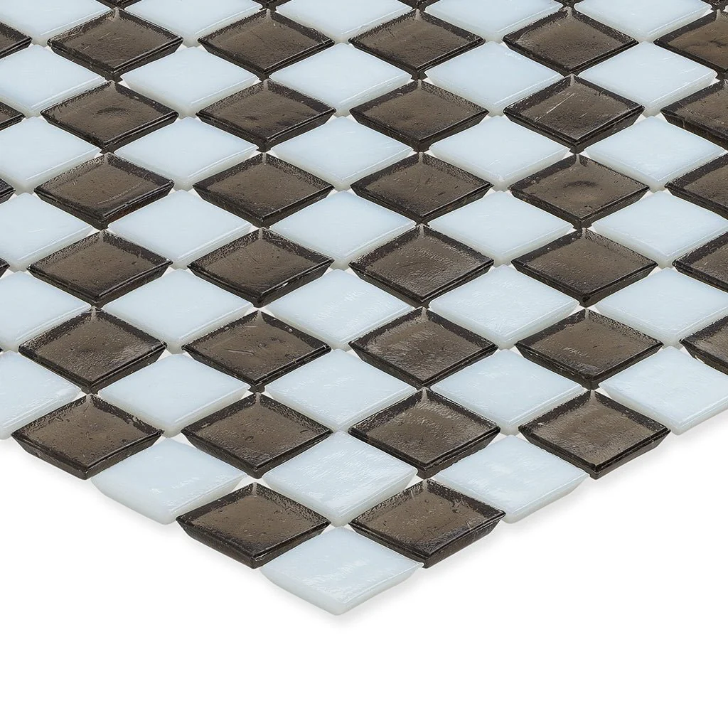 Ironstone and White, 1" x 1" Checkerboard Pattern - Glass Tile - Image 2